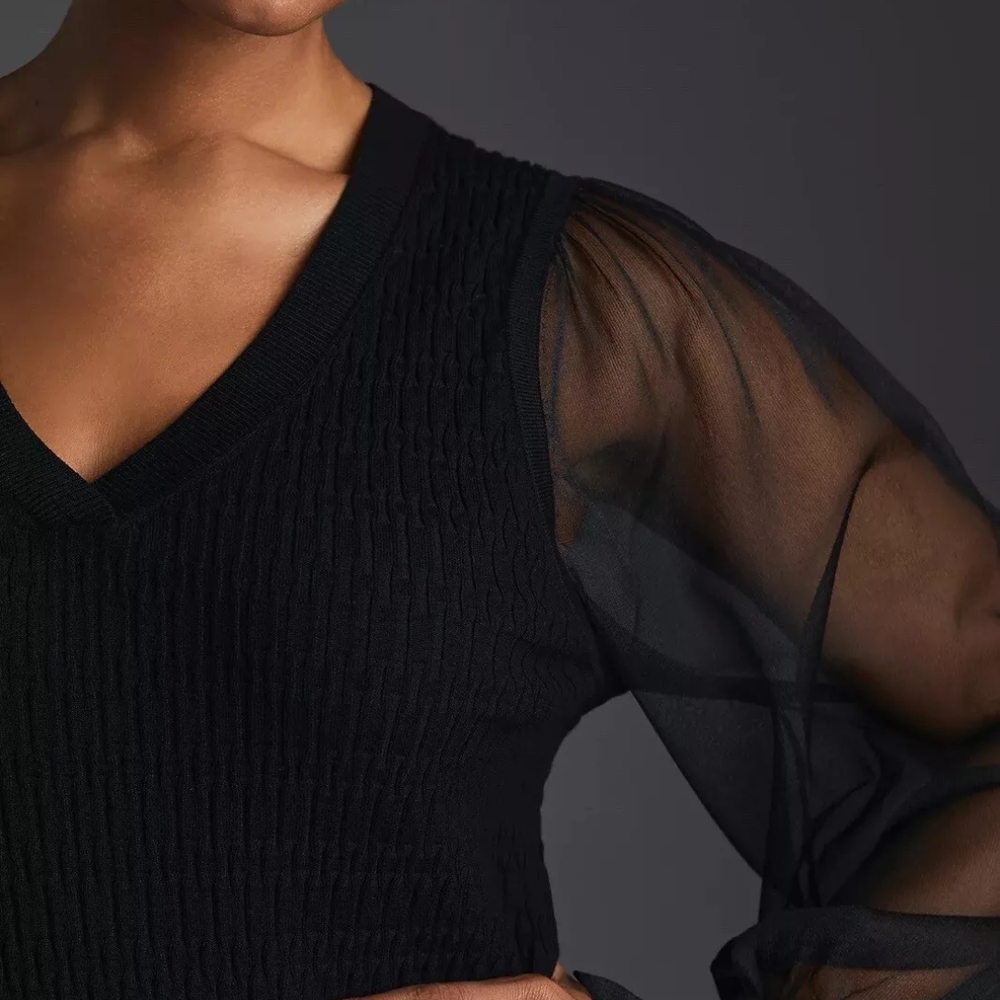 Anthropologie Black Fitted Blouse. NWT - Picture 6 of 14